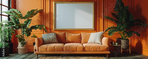 Wallpaper Mural Cozy living room with a blank picture frame Torontodigital.ca