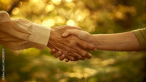 The handshake in golden light photo