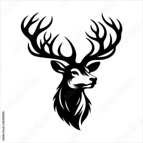 Deer head silhouettes Vector, Deer head vector isolated, Hunting logo, Reindeer head isolated illustration, Wild animal