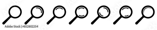 Magnifying glass icon, magnifier or loupe sign. Search icon.
