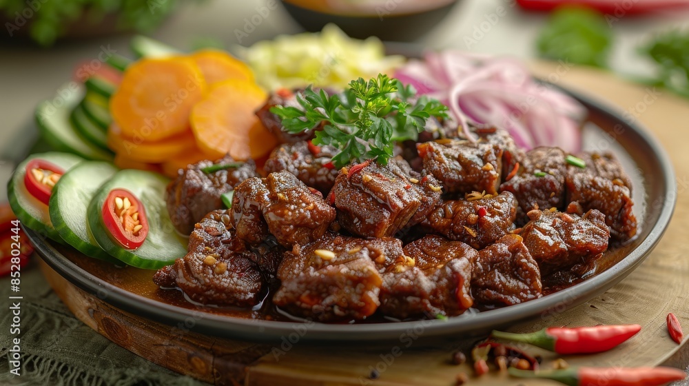 Cinematic presentation of rendang. High quality photography. Cinematic presentation of rendang. High quality photography.
