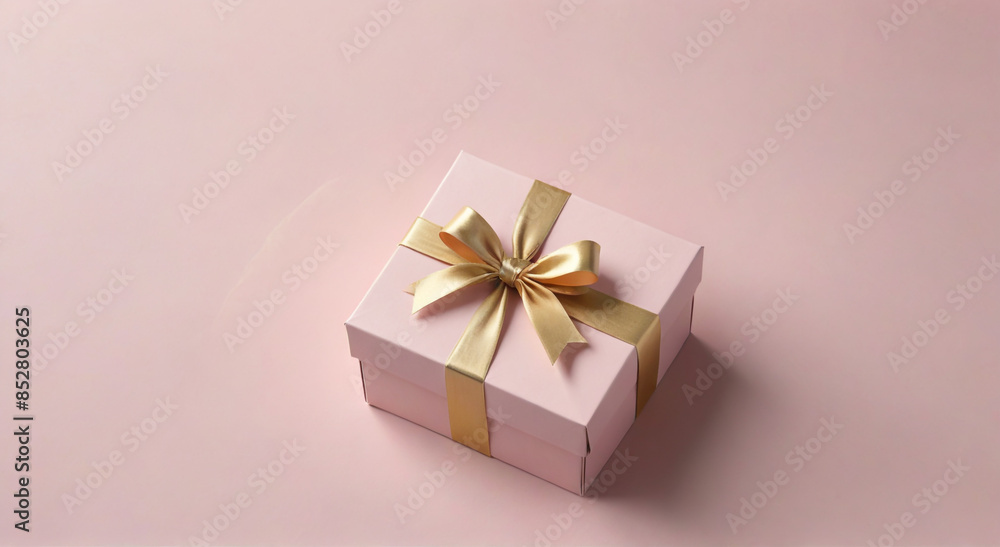 Obraz premium pink gift box with ribbon