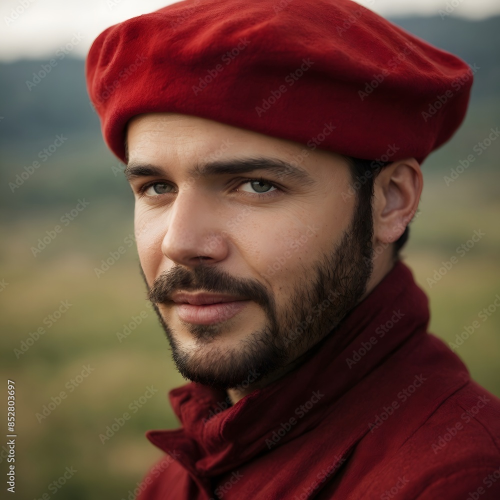  Man basque with red beret
