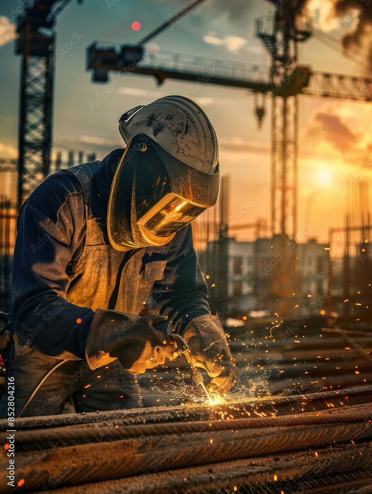 Industrial Welder at Sunset Industrial Welder at Sunset