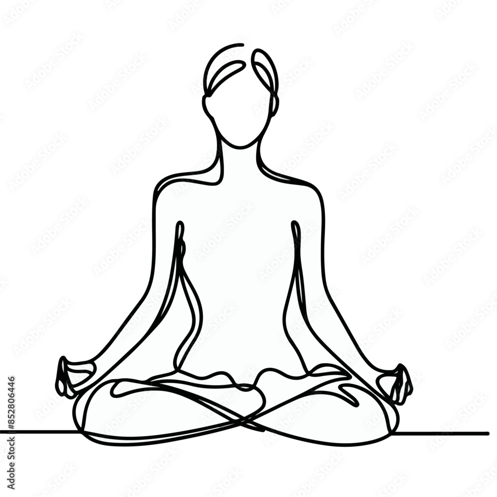 women performing yoga line art, Continuous line drawing of meditating girl, One line woman sitting in lotus pose yoga women performing yoga line art, Continuous line drawing of meditating girl, One line woman sitting in lotus pose yoga