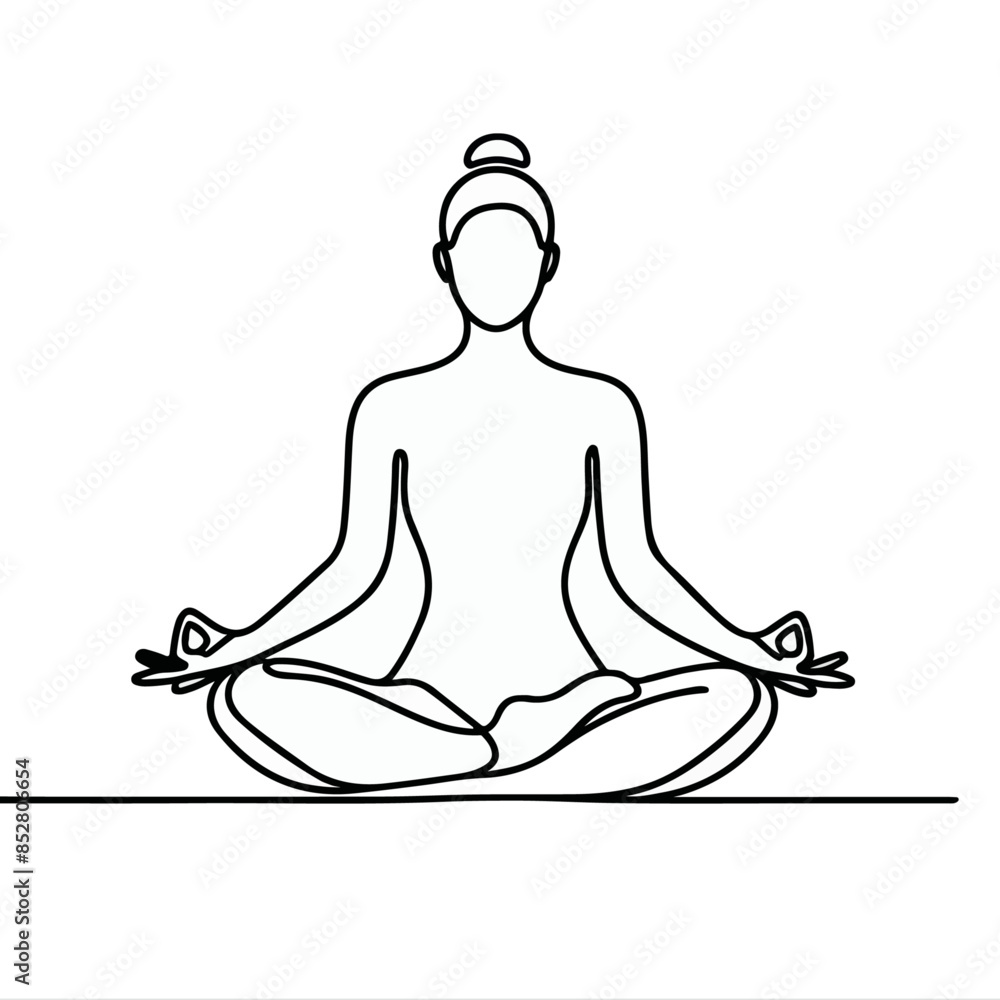 women performing yoga line art, Continuous line drawing of meditating girl, One line woman sitting in lotus pose yoga women performing yoga line art, Continuous line drawing of meditating girl, One line woman sitting in lotus pose yoga