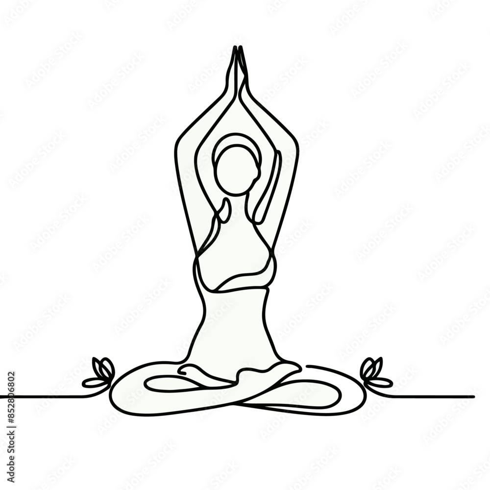 women performing yoga line art, Continuous line drawing of meditating girl, One line woman sitting in lotus pose yoga women performing yoga line art, Continuous line drawing of meditating girl, One line woman sitting in lotus pose yoga