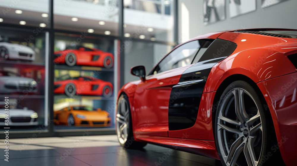 Naklejka premium Create your dream car in a virtual showroom, where each feature