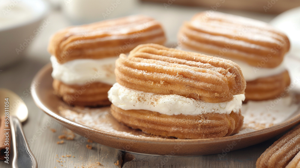 Explore the indulgence of churro ice cream sandwiches, where cinnamon-sugar coated churros cradle creamy ice cream fillings, blending Spanish and American dessert traditions. Explore the indulgence of churro ice cream sandwiches, where cinnamon-sugar coated churros cradle creamy ice cream fillings, blending Spanish and American dessert traditions.