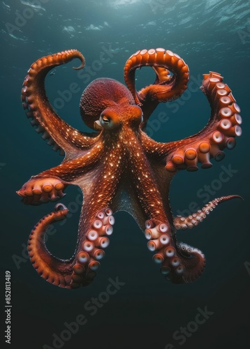 cinematic photography, wide shot, A huge octopus  © Supawat