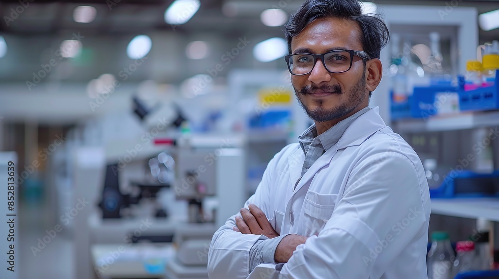 Portrait of lab technician in white lab coat Portrait of lab technician in white lab coat