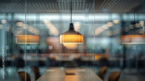 Open living room with couch, carpet, lamp and bookshelf