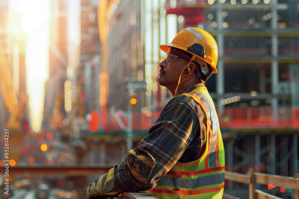 Construction Worker at Sunset Construction Worker at Sunset