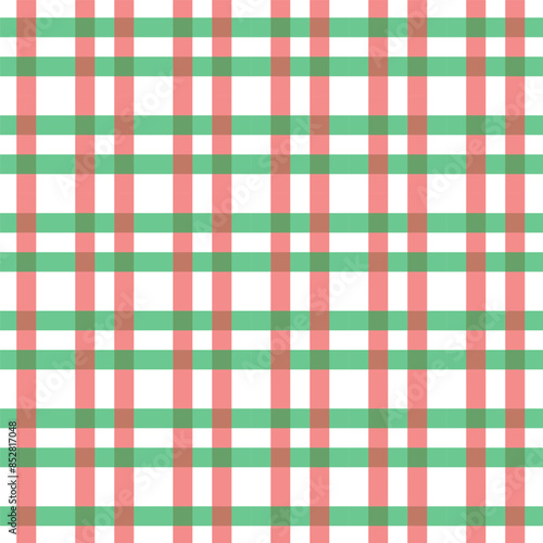 Red and green plaid repeat pattern.Christmas stripes seamless pattern isolated on white background.Vector graphic illustration.