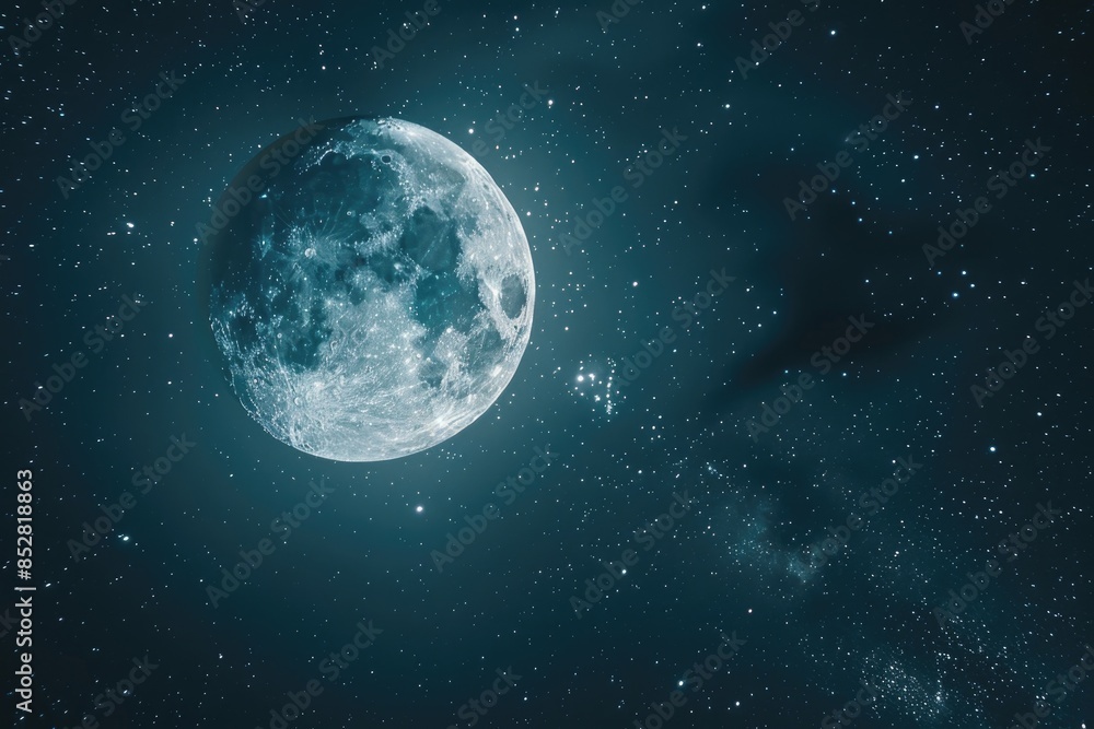 Night sky with stars and the full moon. Night sky with stars and the full moon.