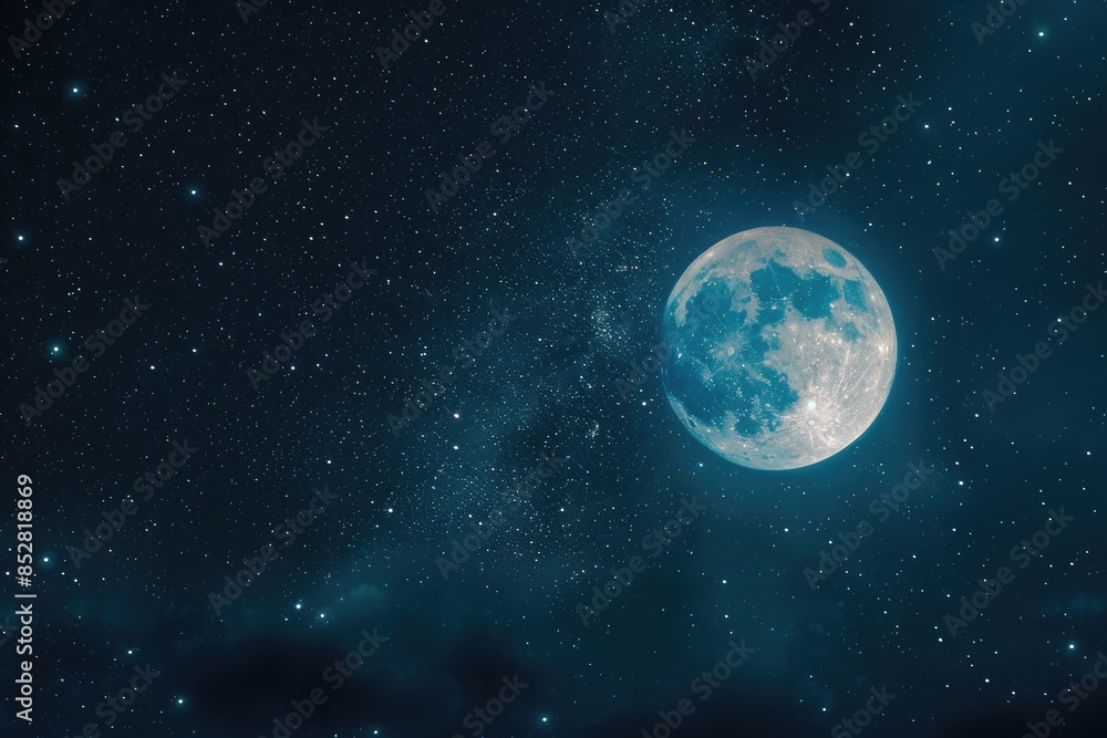 Night sky with stars and the full moon. Night sky with stars and the full moon.