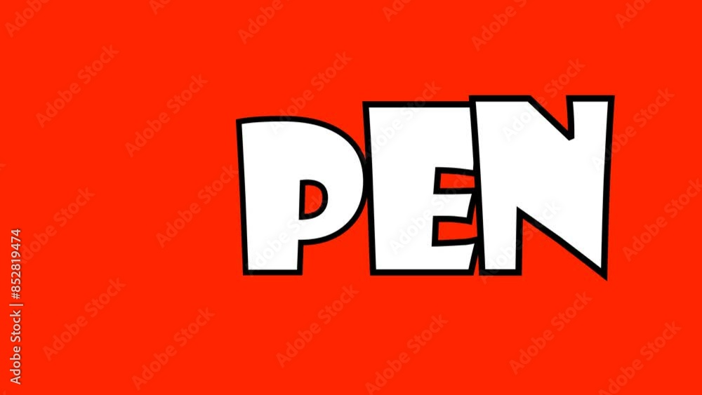 Text open appears sequentially with effects on a red screen background Text open appears sequentially with effects on a red screen background