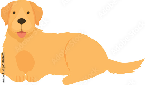 Cute golden retriever dog lying down, resting, happy facial expression, adorable pet illustration