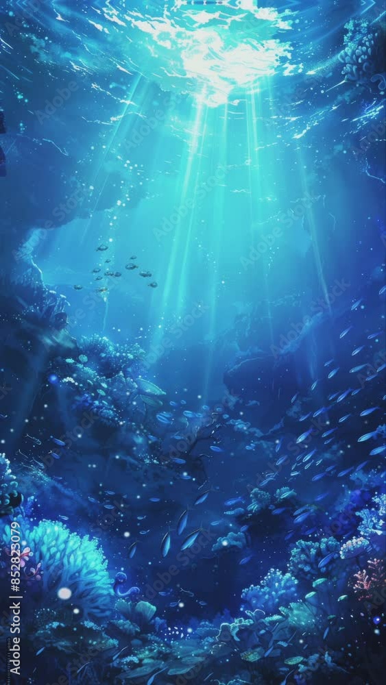 underwater view of the sea with rays of light underwater view of the sea with rays of light