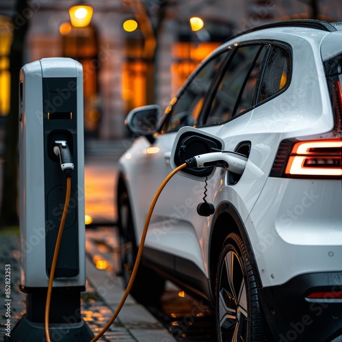Electric vehicle charging power supply connecting to recharge battery for sustainable transportation