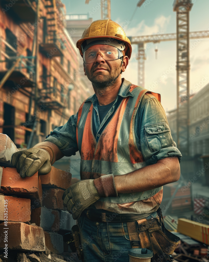 Experienced Construction Worker at Sunset Experienced Construction Worker at Sunset