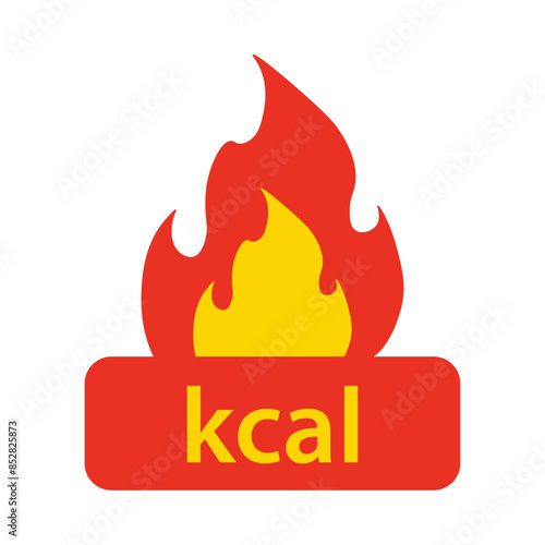Energy fat burn kcal fire icon. Kilocalorie red-orange logo vector weight fitness flame graphic icon illustration. kilocalorie symbolic emblem for food products cover designation, fat burning.