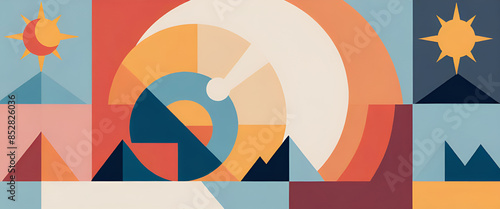 illustrazione con elementi geometrici a tema astratto contemporaneo
