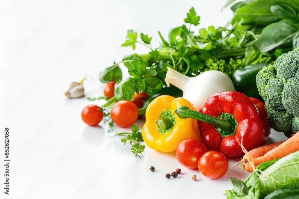 Fresh vegetables background, white background with vegetables Fresh vegetables background, white background with vegetables