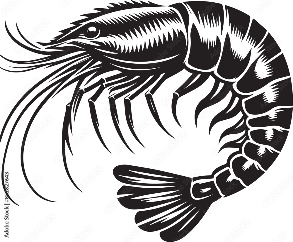 Beautiful Shrimp fish silhouette vector Beautiful Shrimp fish silhouette vector