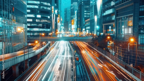 Fototapeta Naklejka Na Ścianę i Meble -  Cityscape with connecting dot technology of smart city conceptual