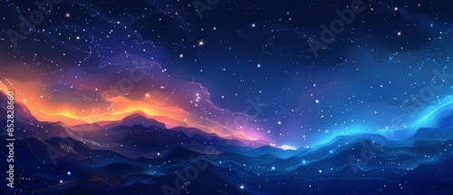 eridanus flat design, side view constellation animation vibrant.