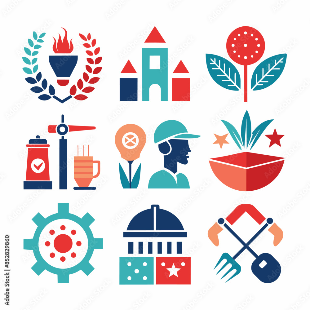 Fototapeta premium A variety of colorful icons displayed against a white backdrop