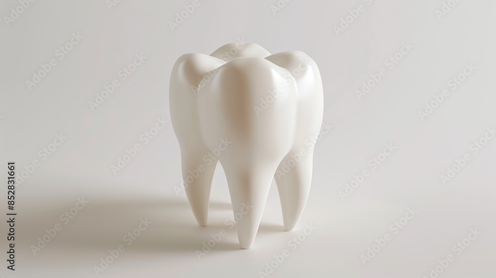 Closeup of a white tooth model on a neutral background, representing dental health, hygiene, and care in a minimalistic style. Closeup of a white tooth model on a neutral background, representing dental health, hygiene, and care in a minimalistic style.