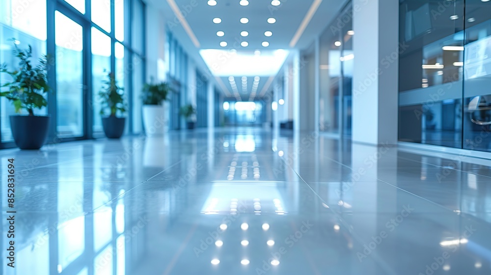 The open space office is empty and dim. Abstract light effect on office interior background for design The open space office is empty and dim. Abstract light effect on office interior background for design