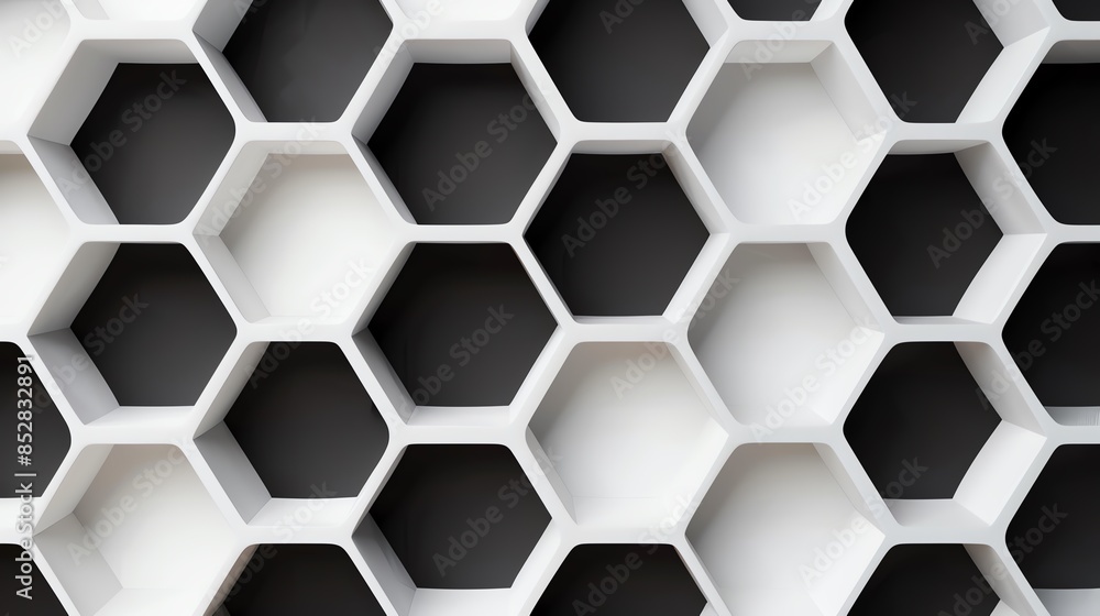 Abstract honeycomb pattern in black and white, showcasing geometric hexagons and modern design elements. Abstract honeycomb pattern in black and white, showcasing geometric hexagons and modern design elements.