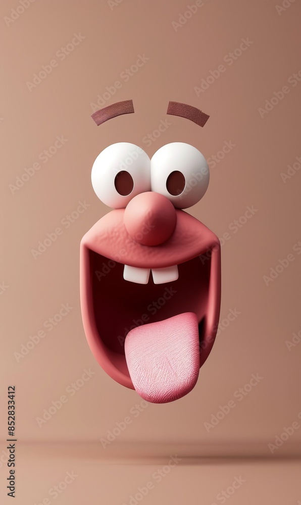 Cute cartoon face with a long tongue sticking out and big eyes Stock ...
