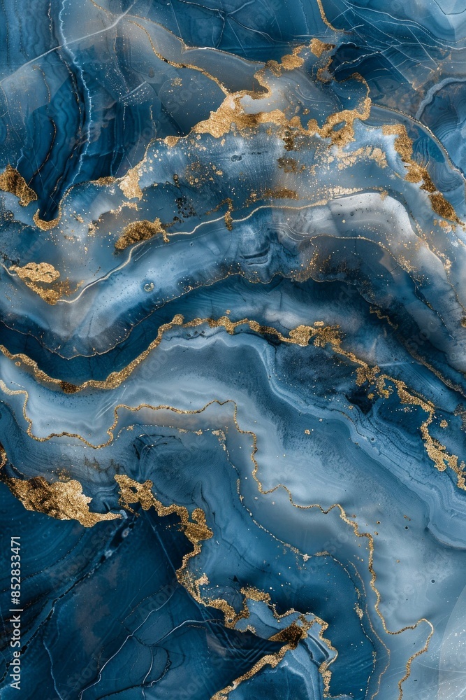 Fototapeta premium Immerse yourself in the elegance a luxurious blue marble abstract texture, accented with delicate