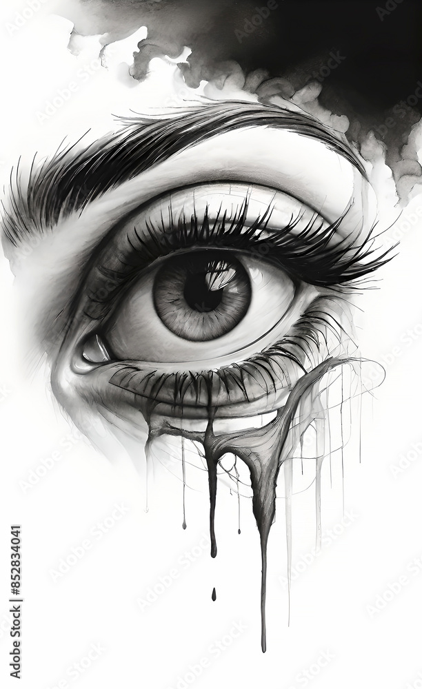 Obraz premium grayscale eye sketch of a woman