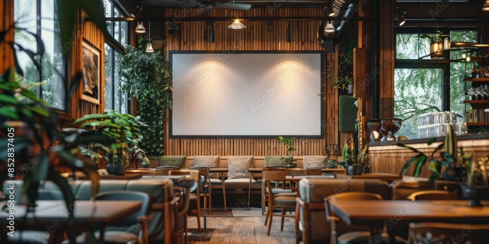 Fototapeta premium Modern Cafe Interior Design with a Rustic Touch