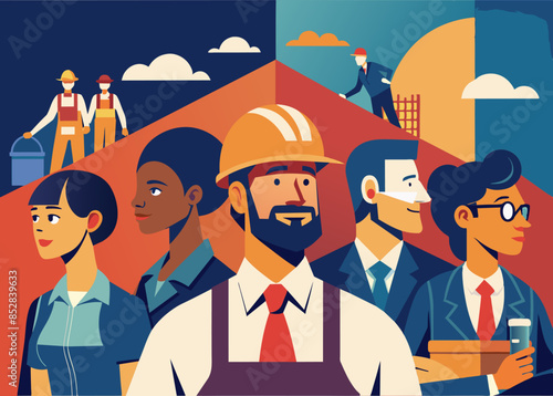 People of different professions standing together in unity