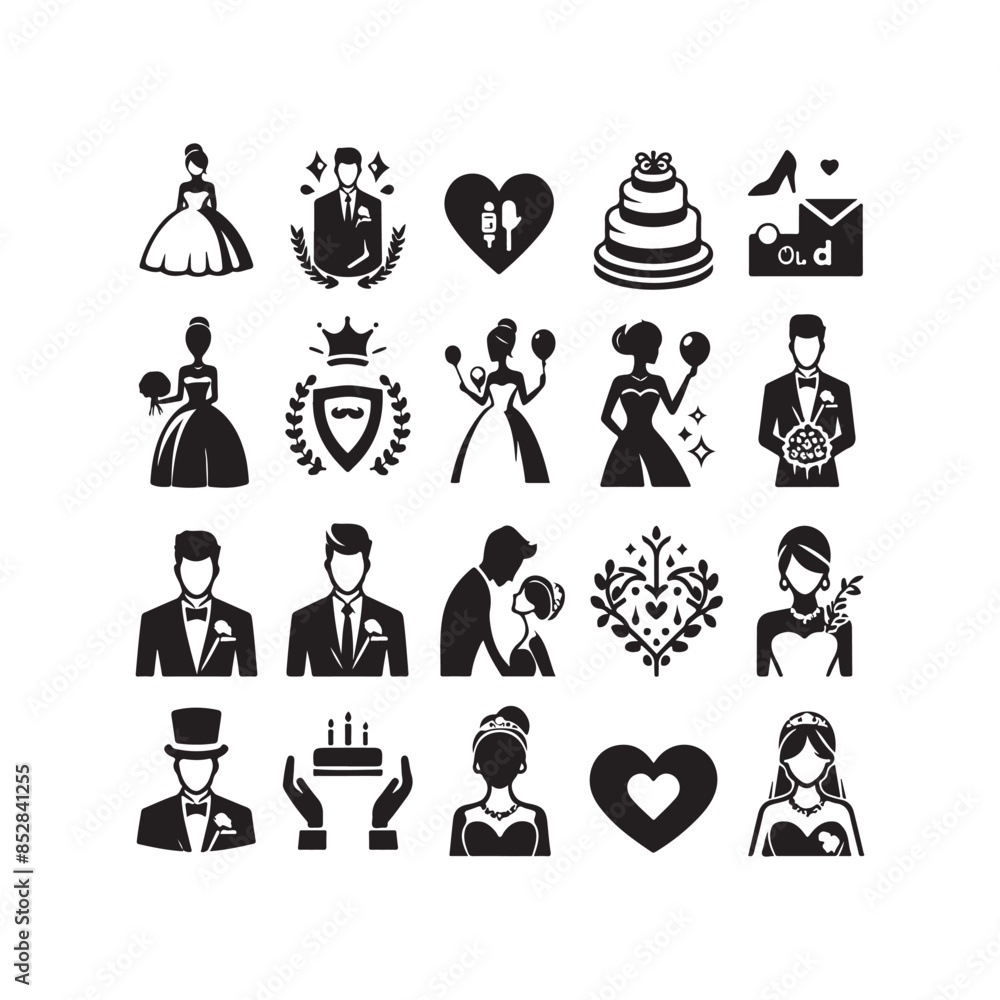 bride & groom, unique floral half moon love black vector silhouette bride groom unique design icons bundle silhouette vector image with withe backgrounds
bride & groom, unique floral half moon love black vector silhouette bride groom unique design icons bundle silhouette vector image with withe backgrounds
