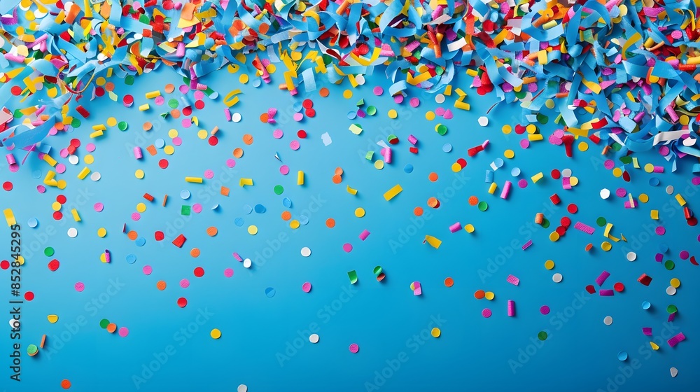 A vibrant blue background with confetti falling from the top, creating an atmosphere of celebration and joy. This background would be suitable for festive or celebratory designs. A vibrant blue background with confetti falling from the top, creating an atmosphere of celebration and joy. This background would be suitable for festive or celebratory designs.