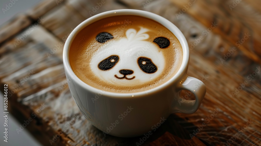 Panda Latte Art Close-Up Panda Latte Art Close-Up