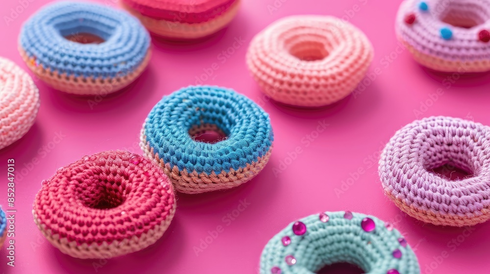 Get ready to celebrate Valentine s Day or Mother s Day in style with these adorable handmade crocheted donuts adorned with shiny beads This creative craft concept is perfect for adding a sp Get ready to celebrate Valentine s Day or Mother s Day in style with these adorable handmade crocheted donuts adorned with shiny beads This creative craft concept is perfect for adding a sp