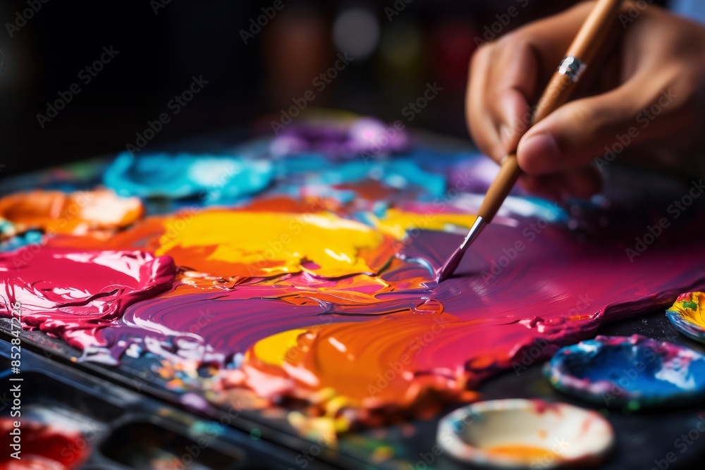 Fototapeta premium a palette of paints for painting a picture