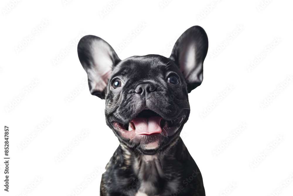 Portrait Head Of A Happy Black French Bulldog Dog With A Transparent Background, Puppy French Bulldog Dog Bread, PNG, Cut Out