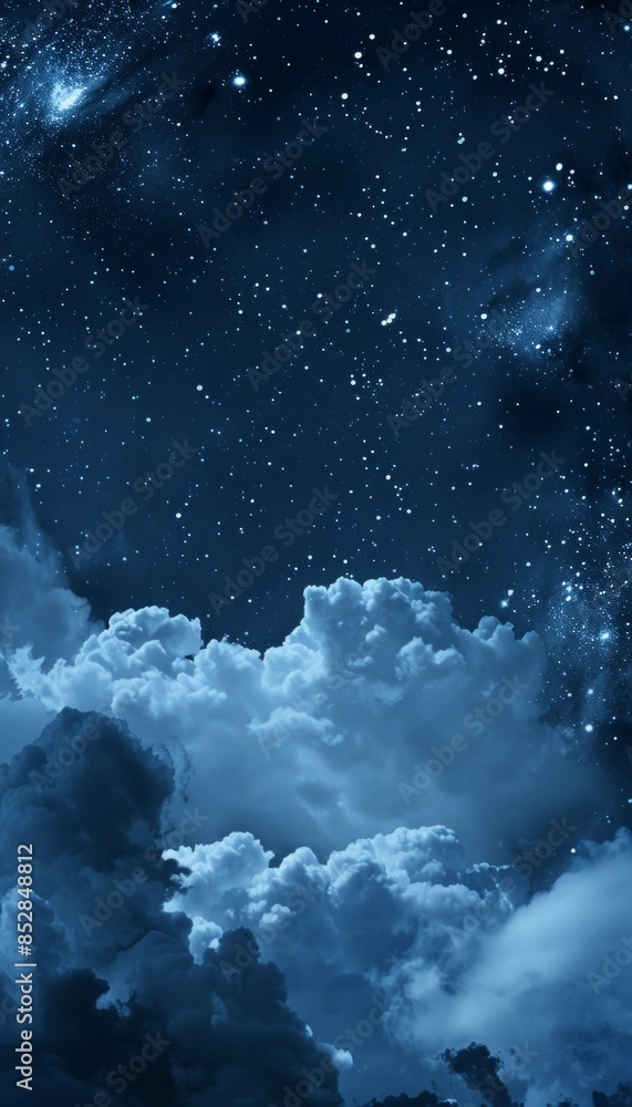 Fototapeta premium Dark blue sky, clear serene, paints heavens with tranquil hue, offering peaceful atmosphere