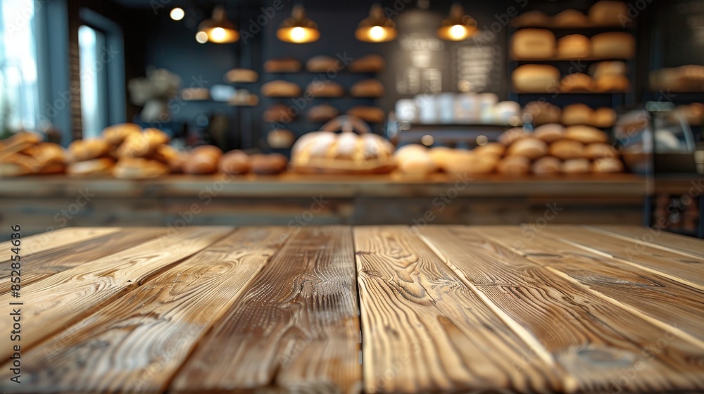 Rustic Wooden Table in a Bakery Rustic Wooden Table in a Bakery
