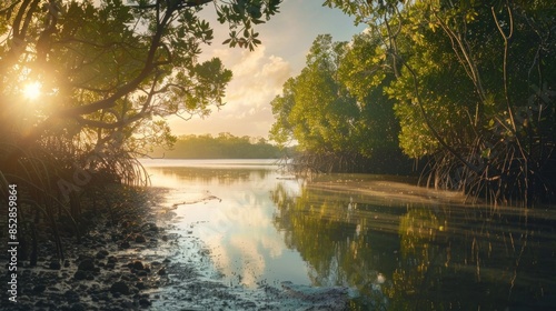 Mystic Mangrove Lagoon stock photo 