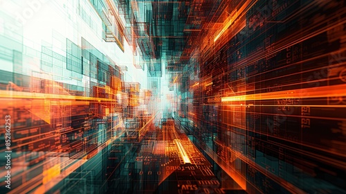 An abstract representation of a threat-based defense strategy in a constructivist style.